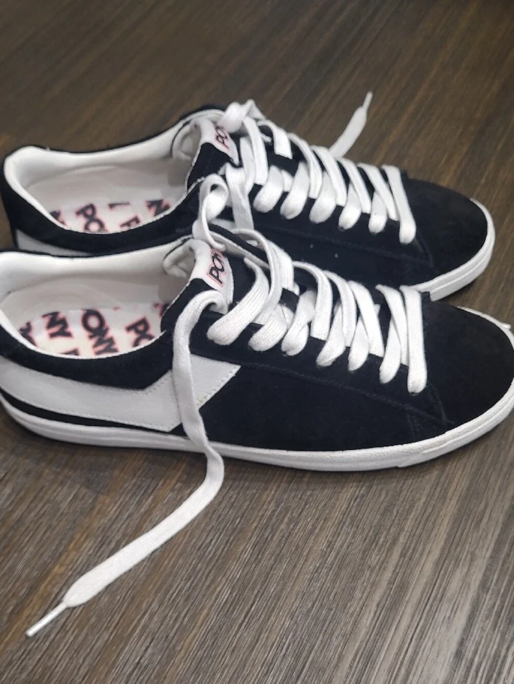 Pony Men’s Low-Top Suede Sneakers in Black and White